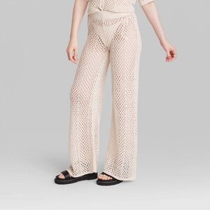 NWT Wild Fable Cream Crochet Flare Pants  XS